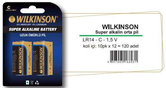 WILKINSON Alkalin Orta Pil - LR14 C 1,5 V